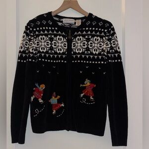 Vintage Alfred Dunner Embroidered Winter Scene Button Down